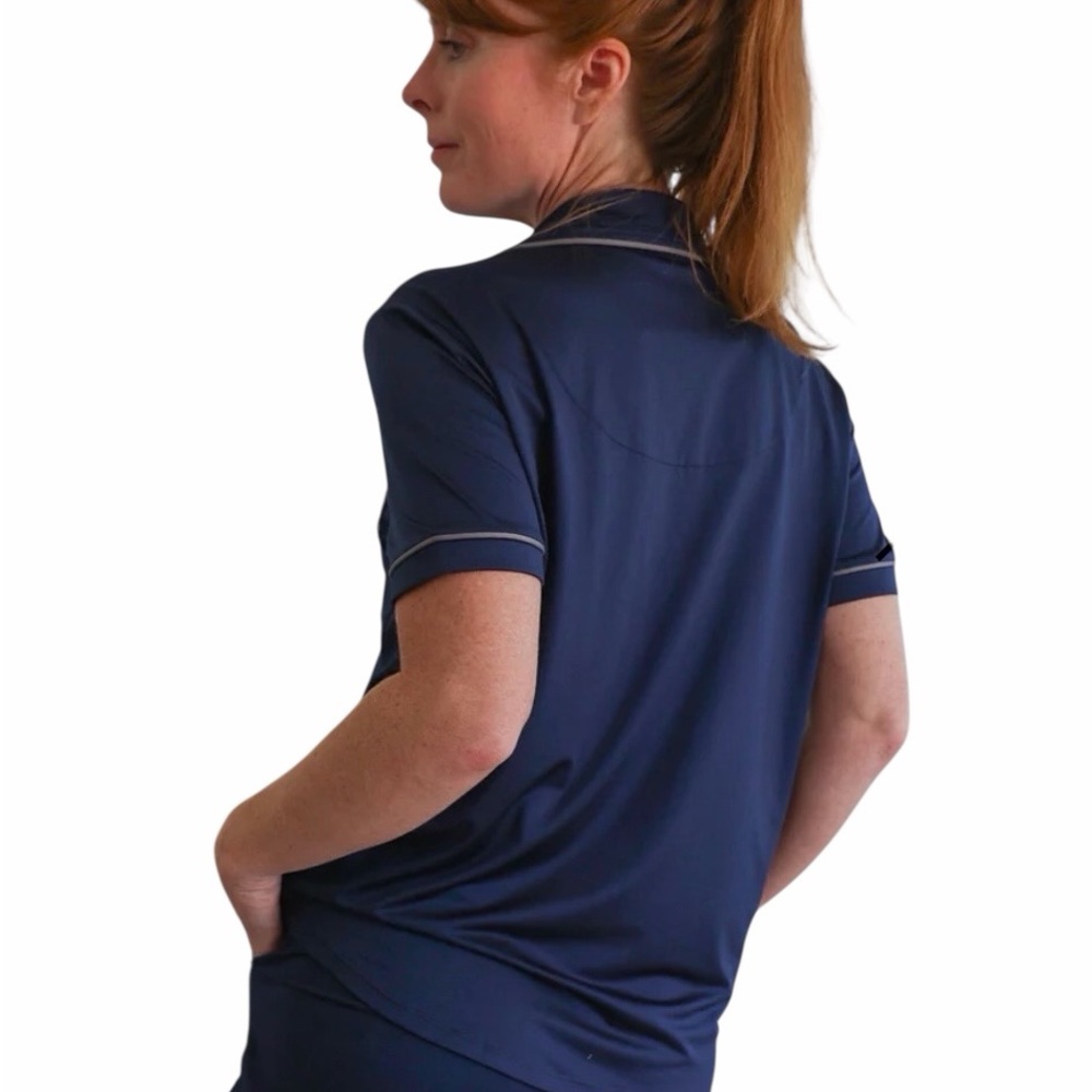 SHEEX Luxurious Navy Short Sleeve Pajama Set - Picture 2 of 6